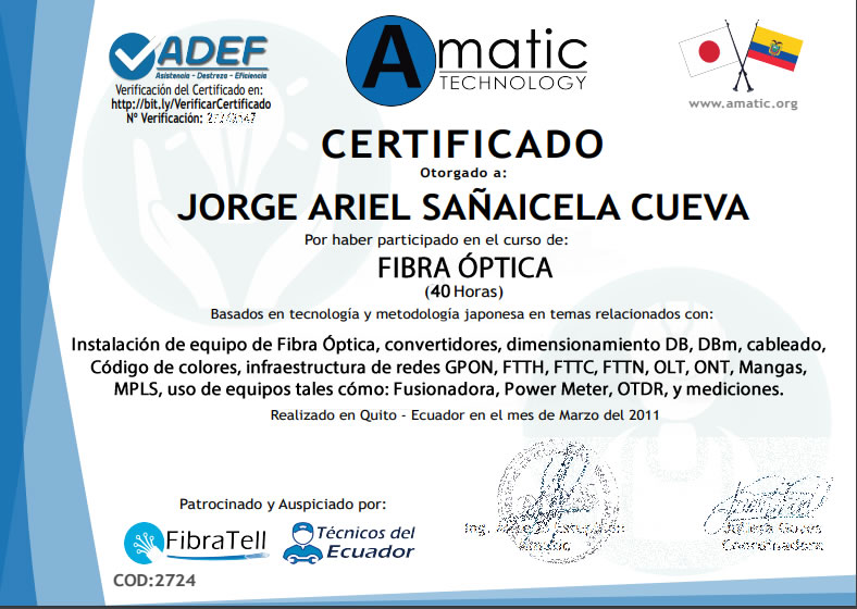 Cursos De Fibra Optica Amatic Cursos Tecnicos Ecuador
